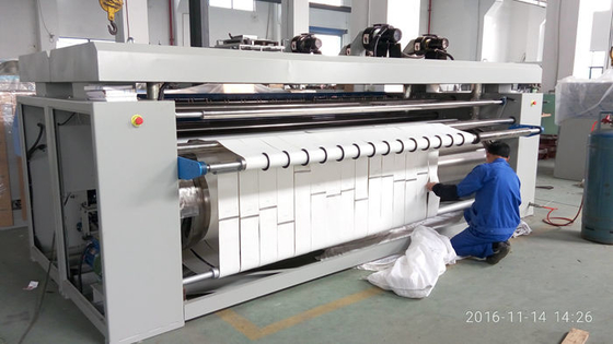 LPG Heated 304 Stainless Steel Roller Bed Sheet 2500mm Double Roller Flat Work Ironer Machine